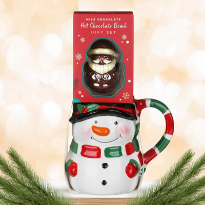 Hot Chocolate Bomb with Mug Christmas Gift Set Holiday Snowman