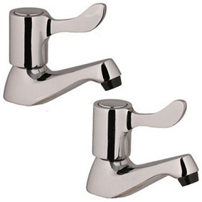 Hot Cold Lever Basin Sink Pillar Taps Chrome Plated 1/2" Fitting 1/4" Turn Pair