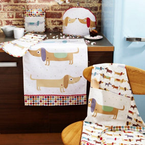 Hot Dog Animal Print 100% Cotton Tea Towel