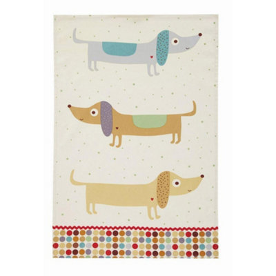 Hot Dog Animal Print 100% Cotton Tea Towel