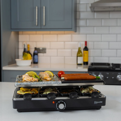 Hot Stone Raclette Electric Grill Machine 3 In 1 Indoor Kitchen BBQ ...