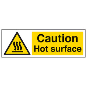 Hot Surface Temperature Warning Sign - Adhesive Vinyl - 300x100mm (x3)