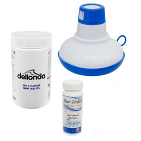Hot Tub/Spa/Pool Chlorine Pack - Chemical Floater, Test Strips, Chlorine Tabs