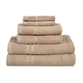 Hotel Essentials Cotton 6 Piece Towel Set - Stone