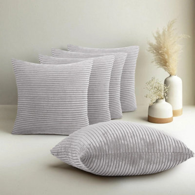 Hotel Quality Filled Cushion Pads with Velvet Cushion Covers Anti Allergic Velvet Stripe Filled Cushions Pack Of 4