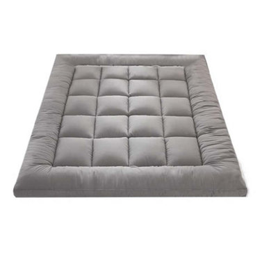 Hotel Quality Grey Mattress Topper 10cm Deep Thick M Sizes