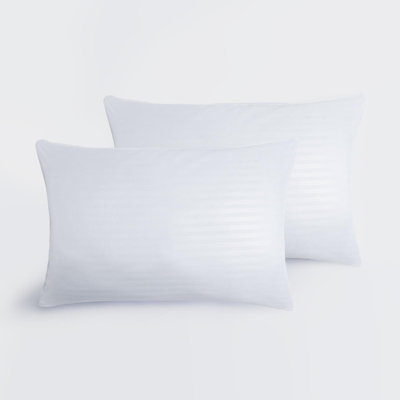 Hotel Quality Pillows 2 Pack Satin Stripe Luxury Filled Soft Bounce Back Plump - 4
