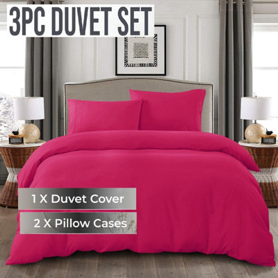 Hotel Quality Plain 3-Piece Duvet Quilt Cover Bedding Set Single Double King Super King Size Duvet Set With Pillowcase