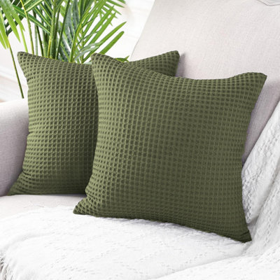 Hotel Waffle Cushion Covers Two Pack - Khaki, 50 x 50cm