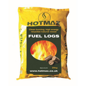 Hotmax 100% Natural Recycled Wood Dust Stove BBQ Burner Fuel Log Briquettes 1 x 20kg