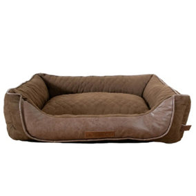 Hound Premium Quilted Sofa Dog Bed Faux Leather Panel Medium