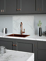 House Beautiful Calacatta Marble Glass Kitchen Self Adhesive Splashback 900mm x 750mm