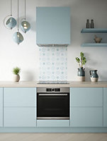 House Beautiful Heritage Sky Blue Glass Kitchen Self Adhesive Splashback 900mm x 750mm