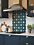 House Beautiful Jasper Indigo Glass Kitchen Self Adhesive Splashback 600mm x 750mm