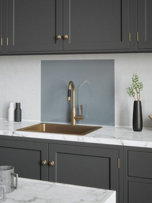 House Beautiful Pewter Glass Kitchen Splashback 900mm x 750mm DIY at B&Q