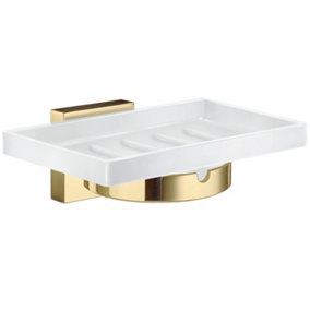 HOUSE - Holder in Polished Brass with Porcelain Soap Dish.
