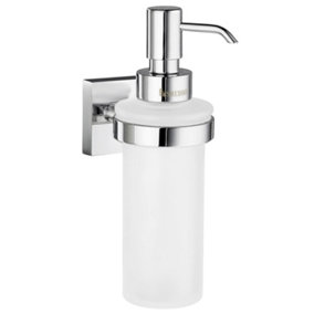 HOUSE - Holder in Polished Chrome with Frosted Glass Soap Dispenser wall mounted