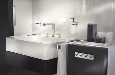 HOUSE - Holder in Polished Chrome with Frosted Glass Soap Dispenser wall mounted - 4