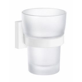 HOUSE - Holder with Tumbler, Matte White/Frosted Glass