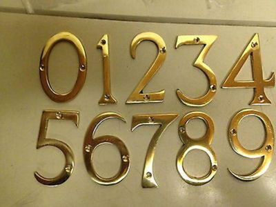 House No. 0 Door Number Brass Finish Numeric Digits Plate Plaque Gold ...