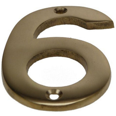 House No. 6 Door Number Brass Finish Numeric Digits Plate Plaque Gold ...