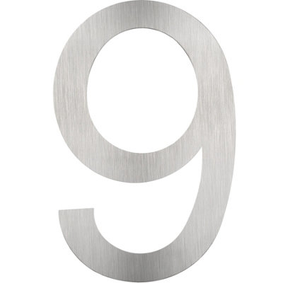 House Number Sign - stainless steel, weather-resistant - 9 - silver