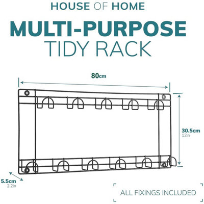 House of Home 11 Hook Tool & Garden Storage Rack Garage Wall Hanging ...