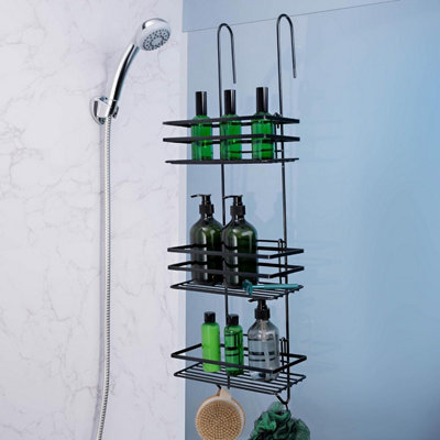 House of Home 3 Tier Non Rust Hanging Shower Caddy Bathroom Organiser in Black