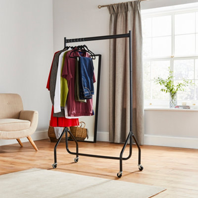 House of Home 3ft Long x 5ft Heavy Duty Clothes Rail In Black Metal