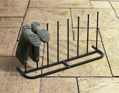 House of Home Pair Black Boot Rack Shoe Welly Stand Storage - Main Image