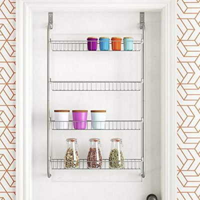 House of Home 4 Tier Over Door Cupboard Organiser Hanging Silver ...