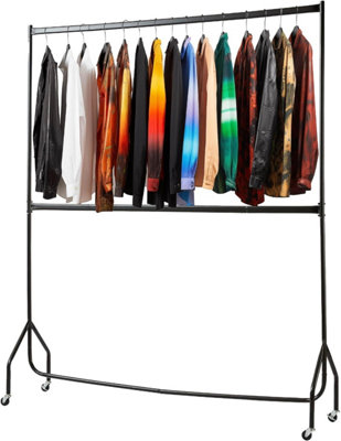House of Home 4ft long x 7ft Two Tier Heavy Duty Clothes Rail Garment Hanging Rack In Black - 8