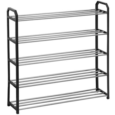 House of Home 5 Tier Shoe Rack Freestanding Metal Rail Stand 15-20 Pairs Quick Build Black - 6