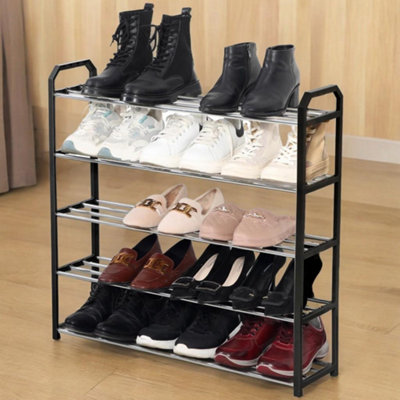 House of Home 5 Tier Shoe Rack Freestanding Metal Rail Stand 15-20