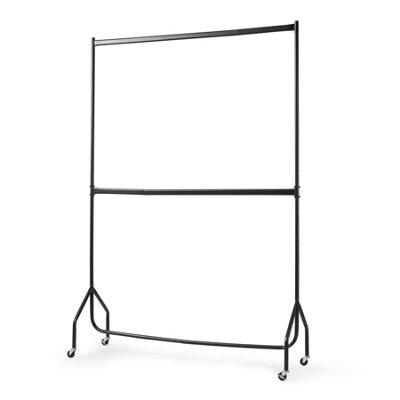House of Home 5ft long x 7ft Two Tier Heavy Duty Clothes Rail Garment Hanging Rack In Black - 8