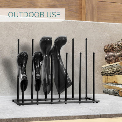 House of Home 6 Pair Welly Walking Boot Stand Dryer Metal Shoe Rack Garden Shed Home Storage - 5