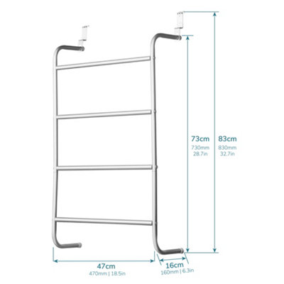 House of Home - Bathroom Towel Rail - Hanging Towel Rack Holder for Bathrooms - 4 Tier Towelling Storage Organiser - 7