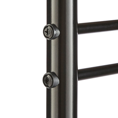 House of Home Black Metal Hat Coat Stand Clothes Plus Shoes Rack Umbrella Steel Stand Hanger Hooks Black - 6