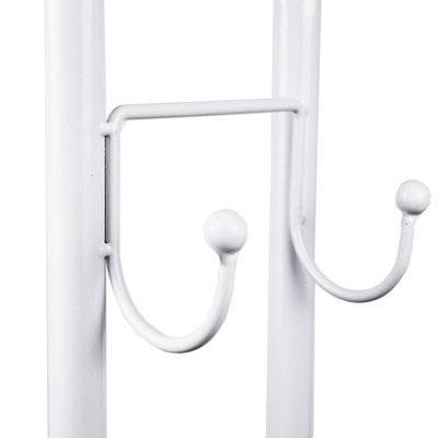House of Home Clothes Rack Steel White Clothing Rail With Two Shelves Hanging Hooks 5ft Height - 3