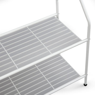 House of Home Clothes Rack Steel White Clothing Rail With Two Shelves Hanging Hooks 5ft Height - 8