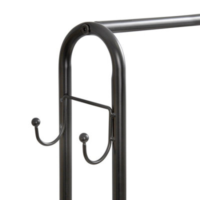 House of Home Clothes Rack With 2 Shoe Shelves Rail For Coats Jackets 4 Hanging Storage Hooks Black - 6