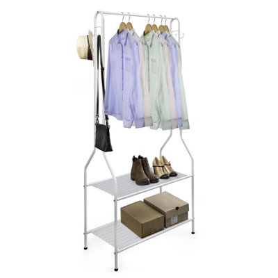 House of Home Clothes Rail Free Standing With Two Shelves White | DIY ...