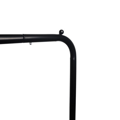 House of Home Clothes Rail Heavy Duty Single Rack Black Freestanding With Shoe Shelf - 7