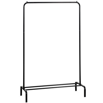 House of Home Clothes Rail Heavy Duty Single Rack Black Freestanding With Shoe Shelf - 8