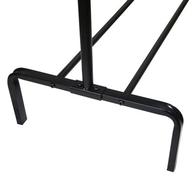 House of Home Clothes Rail Heavy Duty Single Rack Black Freestanding With Shoe Shelf - 9
