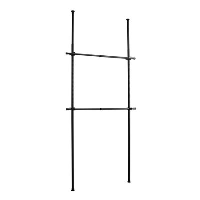 House of Home Clothes Rail Telescopic Wardrobe Organiser Hanging Clothing Rack Adjustable Storage Black - 9