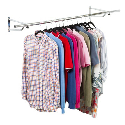 House of Home Clothes Rail Wall Mounted Garment Hanging Wardrobe Rack Storage Size 4ft Long