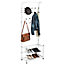 House of Home Coat Stand with Shoe Storage Stand, Free Standing Hall Shoe Storage Stand White 18 Hooks and Shoe Bench