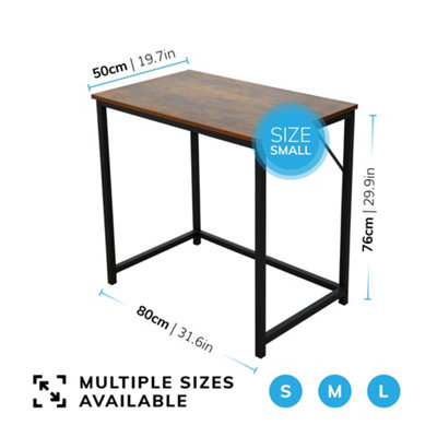 House of Home Computer Desk 80cm Rustic Brown with Black Coated Metal ...