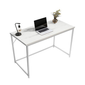 House of Home Computer Desk with White Metal Frame - Versatile Gaming Desk, and Dressing Table for Home and Office 120cm